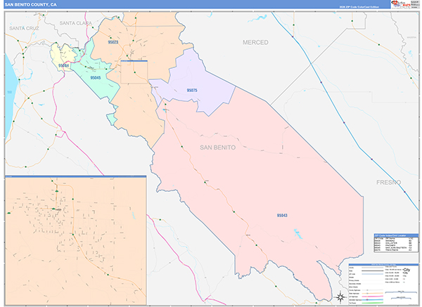 San Benito County, CA Map Color Cast Style